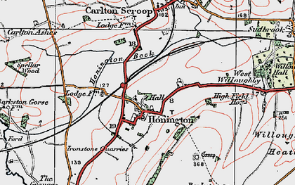 Old map of Honington in 1922