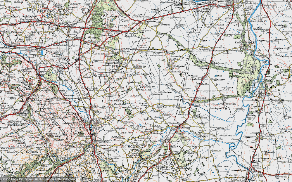 Old Map of Historic Map covering Burton Meadows in 1924