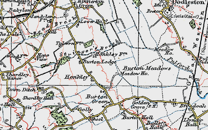 Old map of Burton Meadows in 1924
