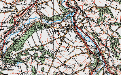 Old map of Honley Moor in 1924