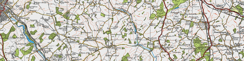 Old map of Hoo End in 1920