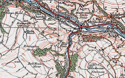 Old map of Bell House Moor in 1925