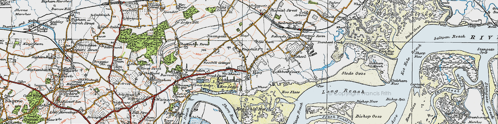 Old map of Hoo St Werburgh in 1921