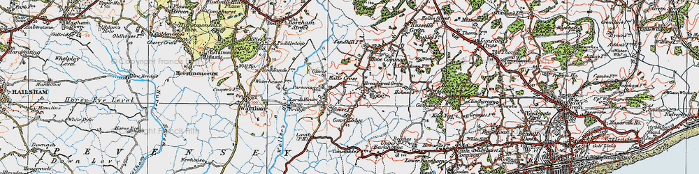 Old map of Hooe in 1920