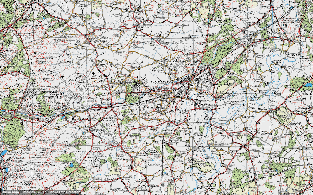 Old Map of Hook Heath, 1920 in 1920