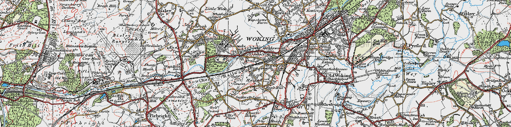 Old map of Hook Heath in 1920