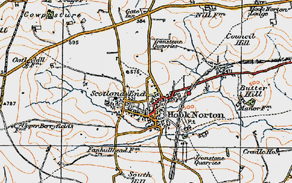 Old map of Hook Norton in 1919