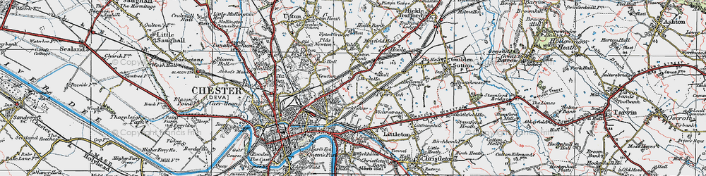 Old map of Hoole in 1924