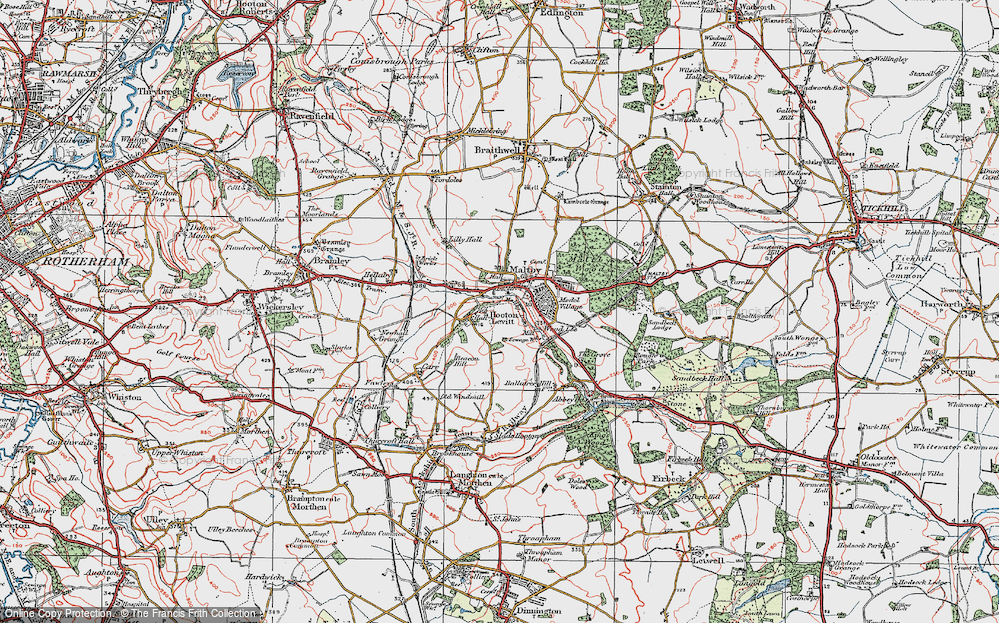 Old Map of Hooton Levitt, 1923 in 1923