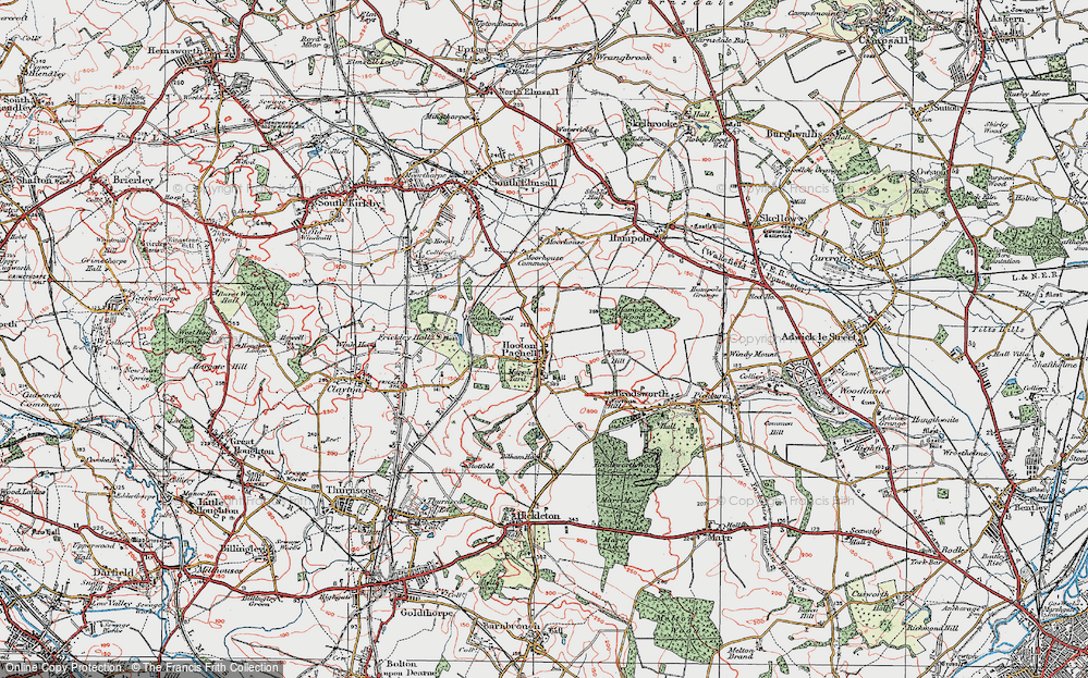 Old Map of Hooton Pagnell, 1924 in 1924