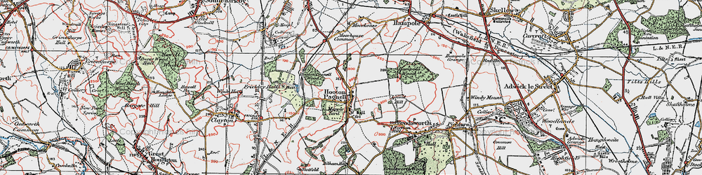 Old map of Hooton Pagnell in 1924