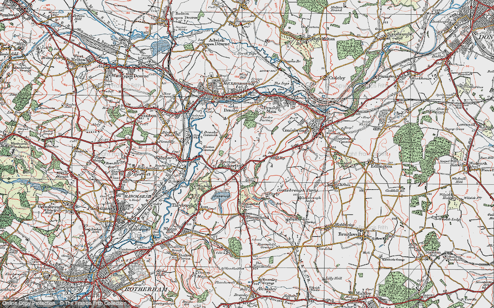 Old Map of Hooton Roberts, 1924 in 1924