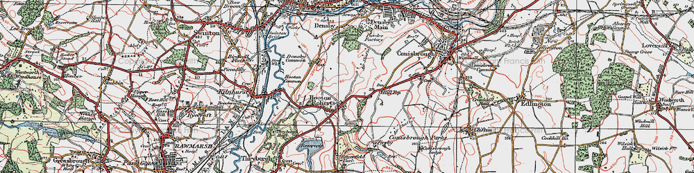 Old map of Hooton Roberts in 1924