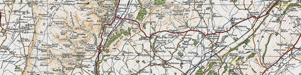 Old map of Hope Bowdler in 1920