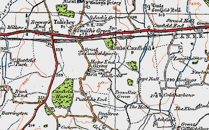 Old map of Hope End Green in 1919