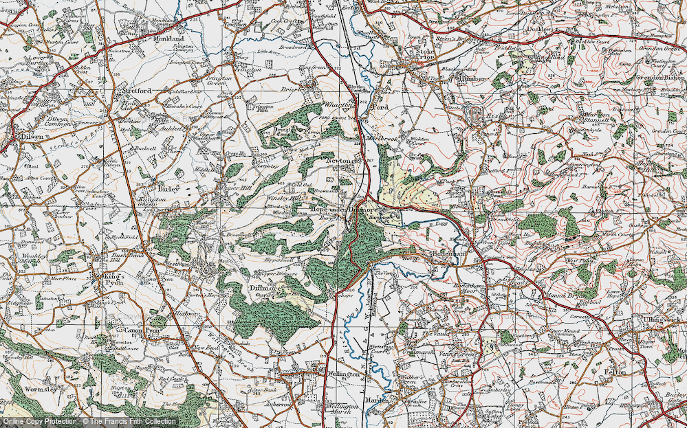 Old Map of Hope under Dinmore, 1920 in 1920