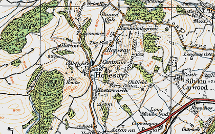 Old map of Hopesay in 1920