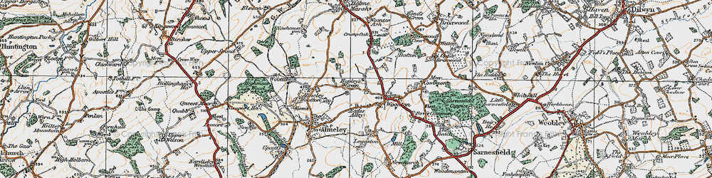 Old map of Hopley's Green in 1920