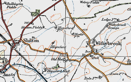 Old map of Hopsford in 1920
