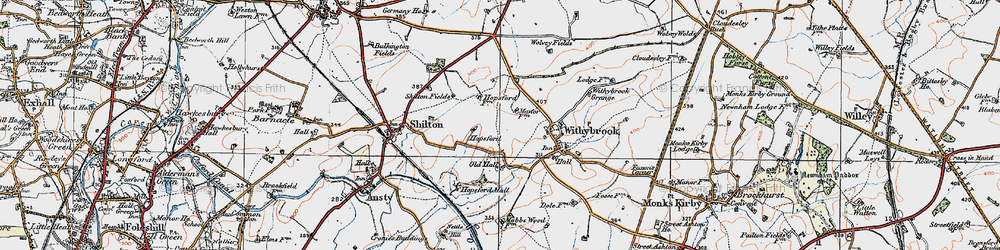 Old map of Hopsford in 1920