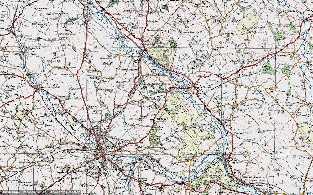 Old Map of Hopton Heath, 1921 in 1921