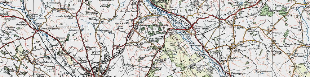 Old map of Hopton Heath in 1921