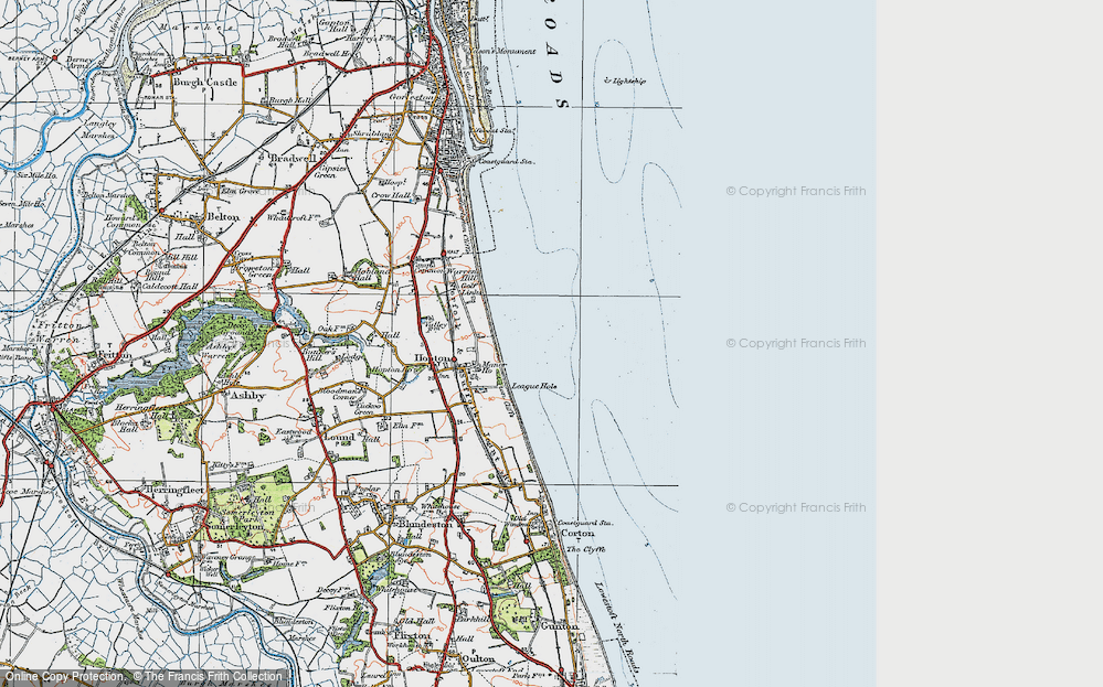 Old Map of Hopton on Sea, 1922 in 1922