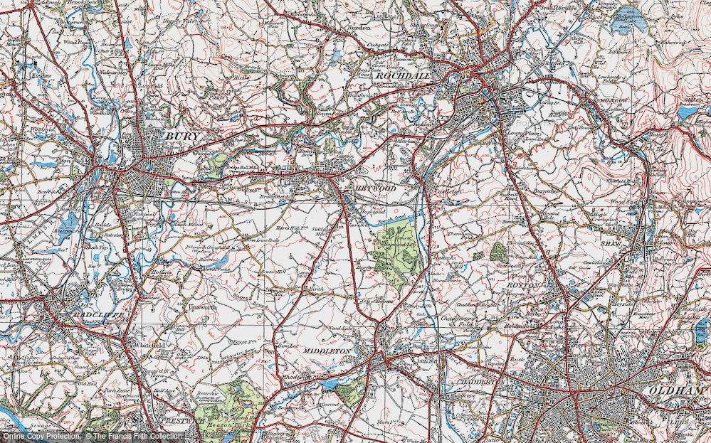 Old Map of Hopwood, 1924 in 1924