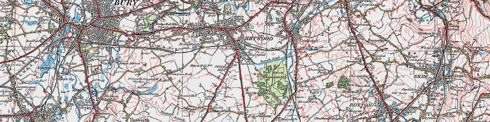 Old map of Hopwood in 1924