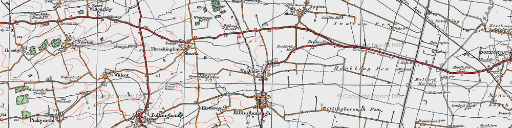 Old map of Horbling in 1922