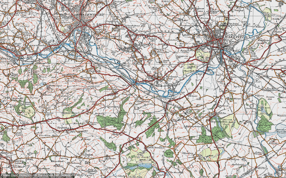 Old Map of Historic Map covering Calder and Hebble Navigation in 1925