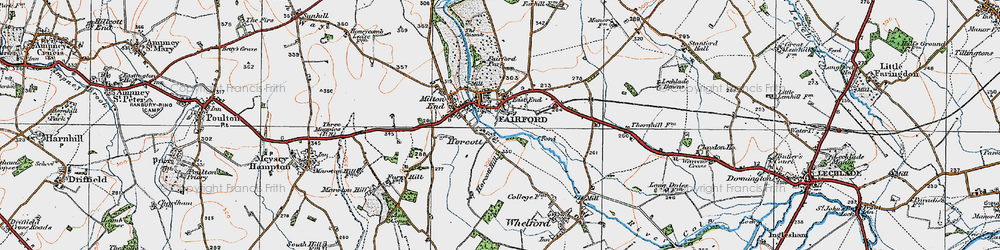 Old map of Horcott in 1919