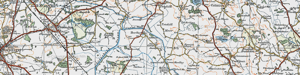 Old map of Hordley in 1921