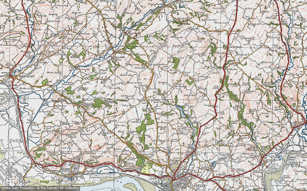 Old Map of Historic Map covering Brynygroes Fawr in 1923