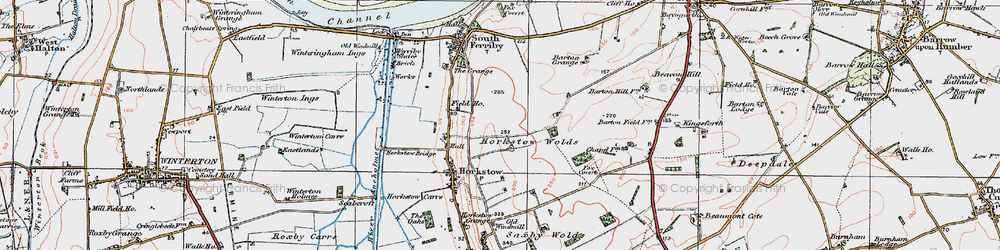 Old map of Horkstow Wolds in 1924