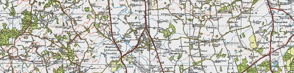 Old map of Horley in 1920