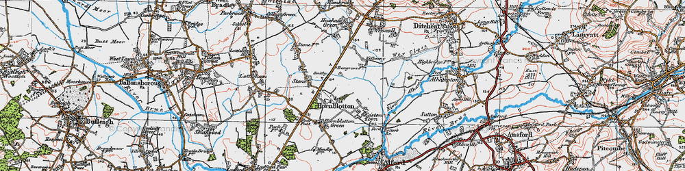 Old map of Hornblotton in 1919