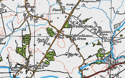 Old map of Hornblotton Green in 1919