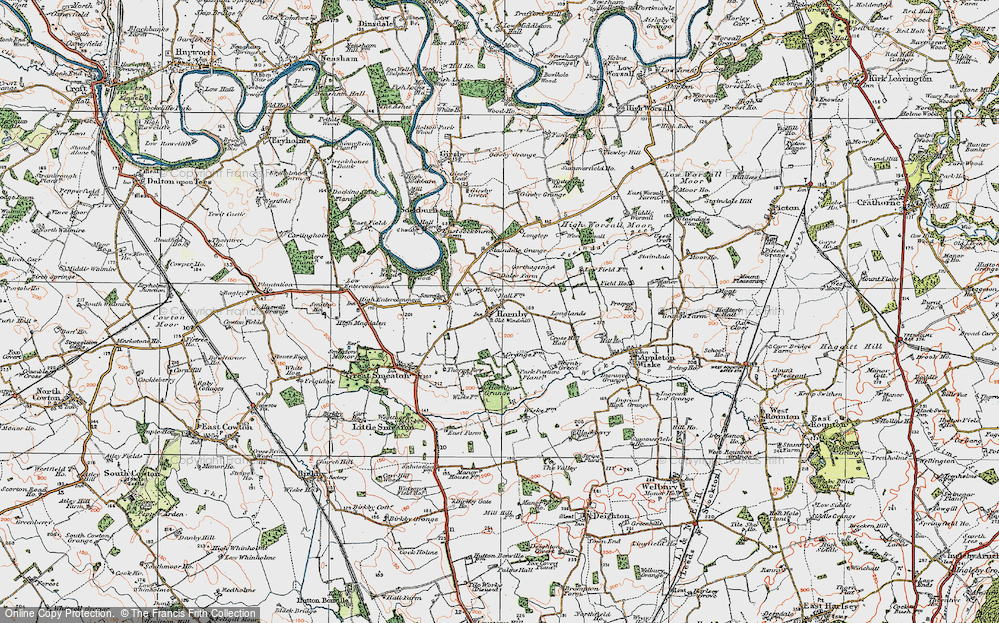 Old Map of Historic Map covering West Worsall in 1925