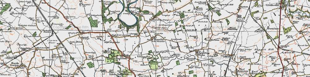 Old map of West Worsall in 1925