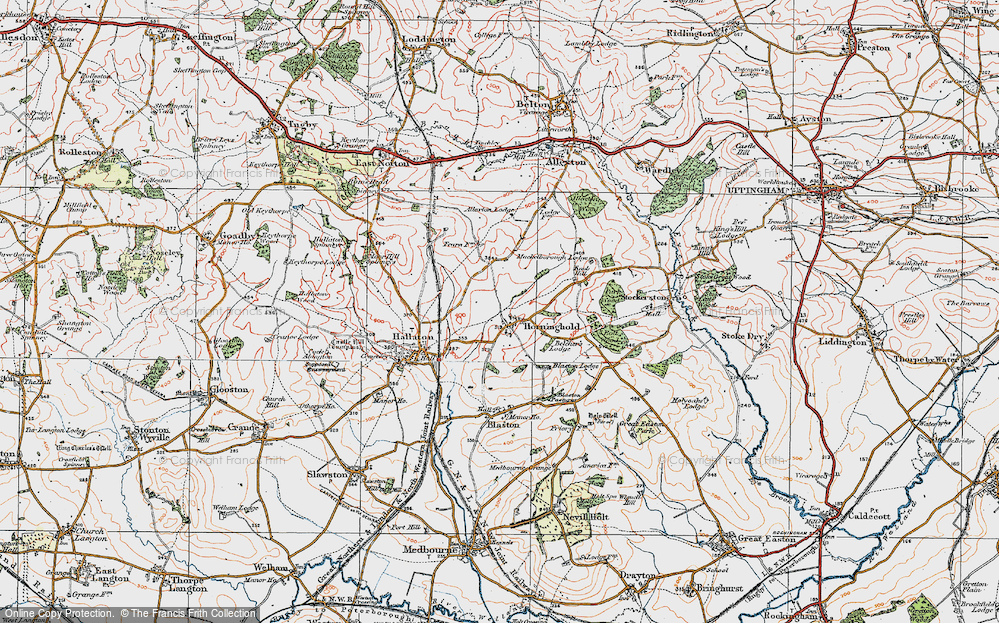 Old Map of Horninghold, 1921 in 1921