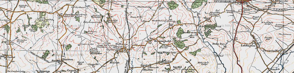 Old map of Horninghold in 1921