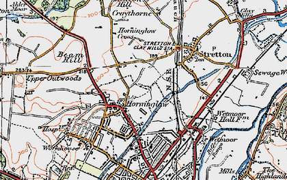 Old map of Horninglow in 1921