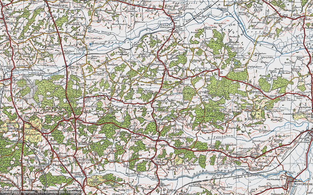 Old Map of Horns Cross, 1921 in 1921