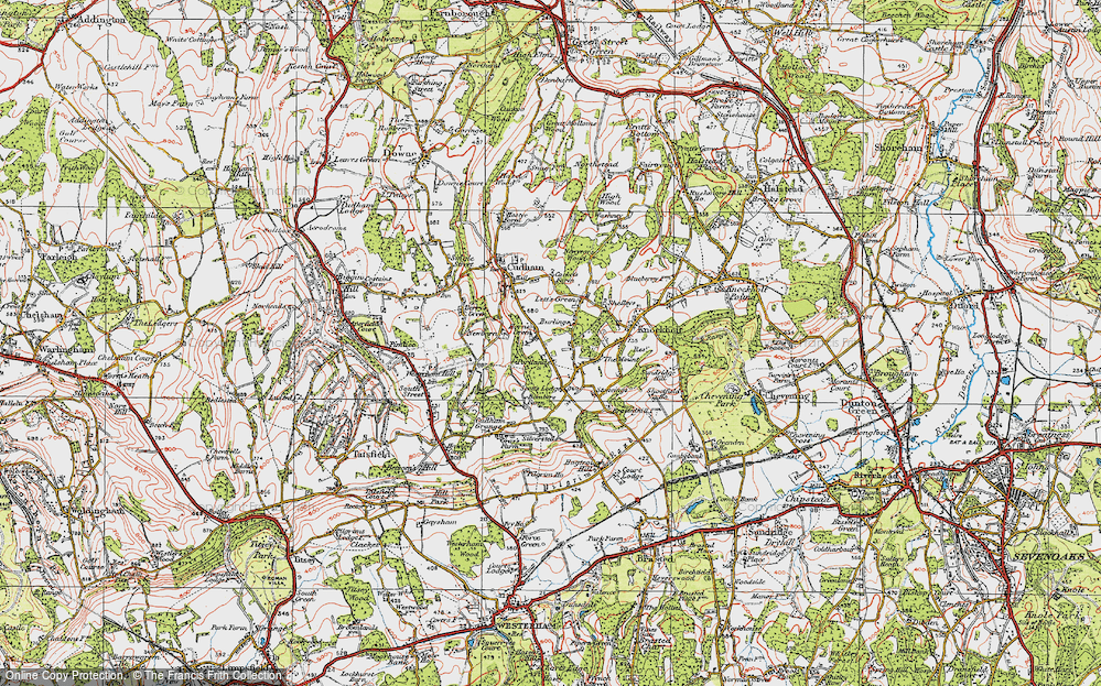 Old Map of Historic Map covering Burlings in 1920