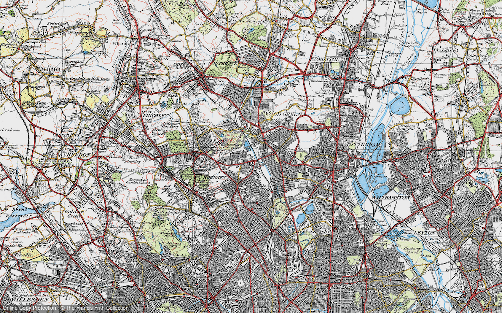 Old Map of Hornsey, 1920 in 1920
