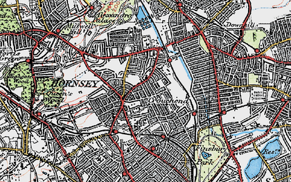 Old map of Hornsey Vale in 1920