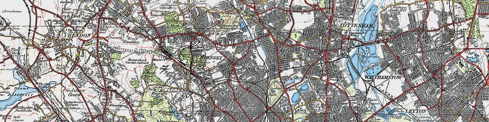 Old map of Hornsey Vale in 1920