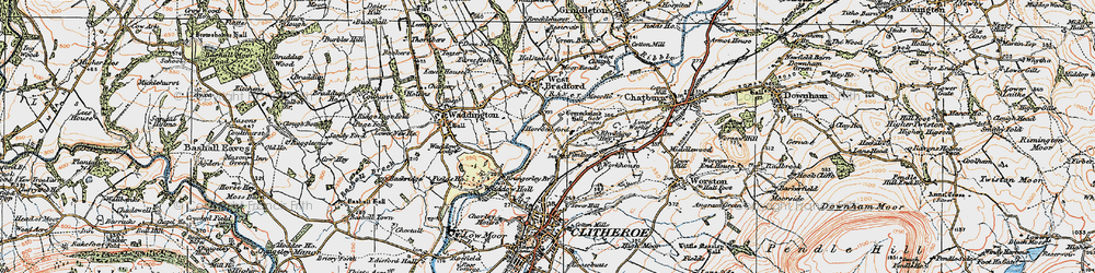 Old map of Horrocksford in 1924