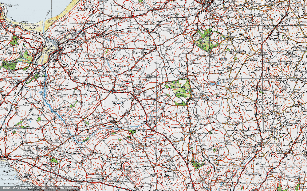 Old Map of Historic Map covering Binner Downs in 1919